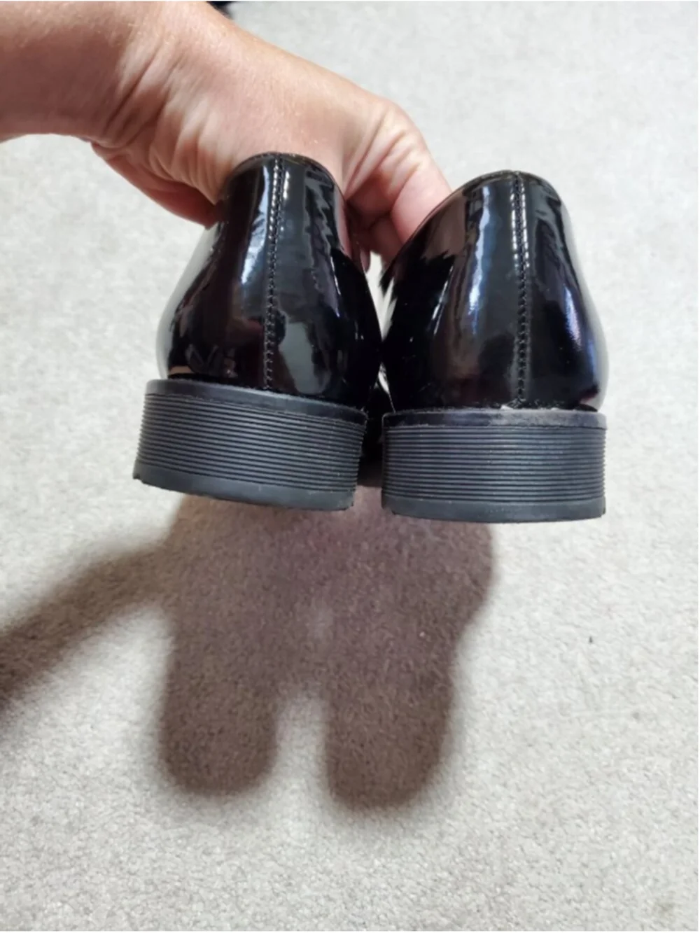 PALMROTH ORIGINAL Patent Leather Loafers Oxfords Black Sz 9.5 Slip-On Lug Sole